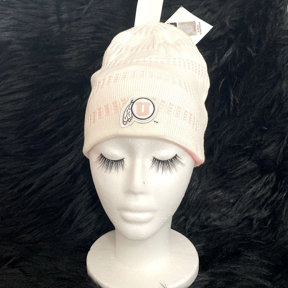 Vintage Utah Utes Beanie Embroidered pink logo college football college pride
